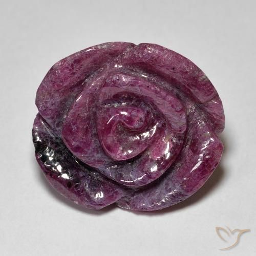 22.77ct Natural Medium Purple Ruby-Zoisite, Flower Cut, Opaque