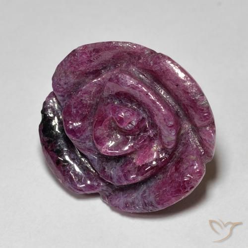 22.77 ct Purple Ruby-Zoisite Stone, Natural Ruby-Zoisite in Carved Rose Shape for Sale