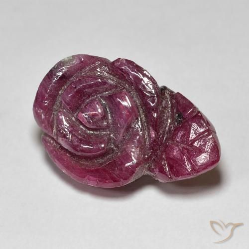 14.55 ct Purple Ruby-Zoisite Stone, Natural Ruby-Zoisite in Carved Rose Shape for Sale