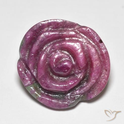 Rubino zoisite viola taglio fiore da 17,57 ct dalla Tanzania, dimensione 17,1x16 mm, pietra preziosa naturale non trattati , purezza Opaque, Rubino zoisite Rosa intagliata da 1 pz, durezza Mohs di 6,5 - 7 adatto per gioielli da indossare ogni giorno, Photo A