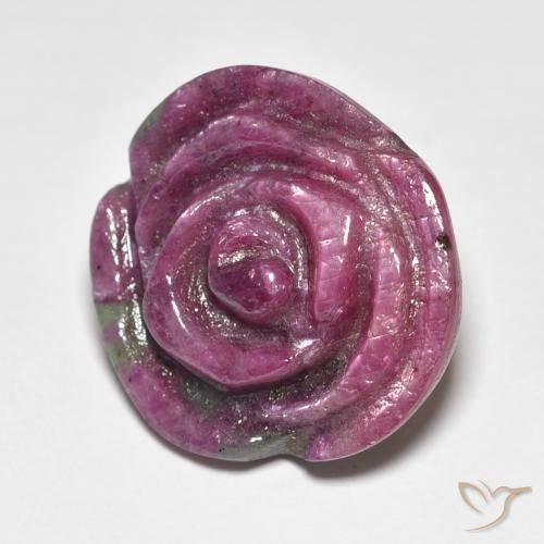 17.57 ct Purple Ruby-Zoisite Stone, Natural Ruby-Zoisite in Carved Rose Shape for Sale