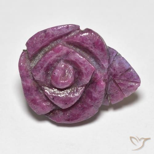 16.73ct Natural Medium Dark-Purple Ruby-Zoisite, Flower Cut, Opaque