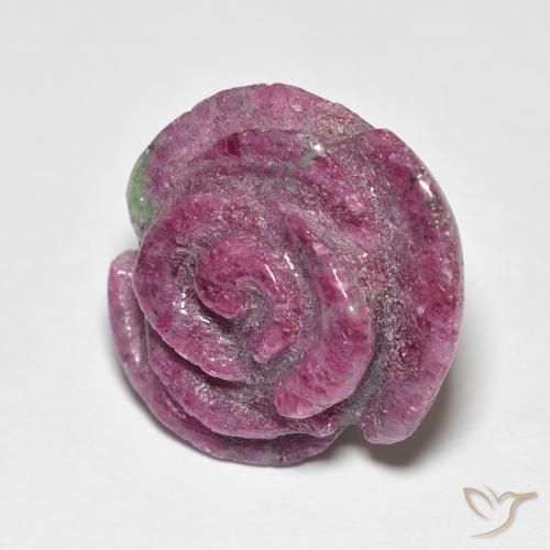 19.49 ct Purple Ruby-Zoisite Stone, Natural Ruby-Zoisite in Carved Rose Shape for Sale