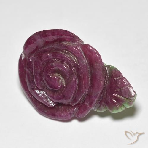 16.95 ct Multicolor Ruby-Zoisite Stone, Natural Ruby-Zoisite in Carved Rose Shape for Sale