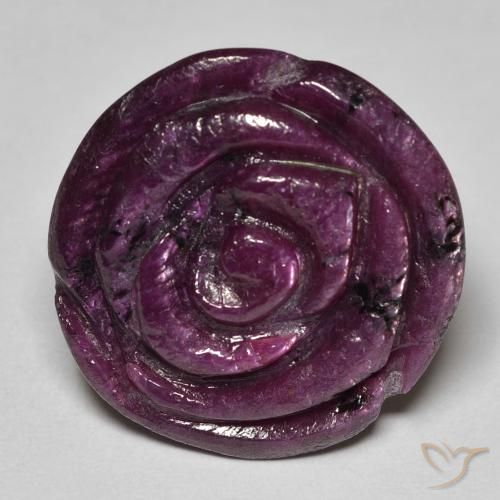 25.68ct Natural Plum Purple Ruby-Zoisite, Flower Cut, Opaque
