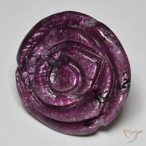 25.68 ct Purple Ruby-Zoisite Stone, Natural Ruby-Zoisite in Carved Rose Shape for Sale