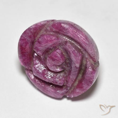 16.66 ct Purple Ruby-Zoisite Stone, Natural Ruby-Zoisite in Carved Rose Shape for Sale