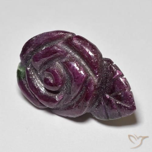 18.51 ct Multicolor Ruby-Zoisite Stone, Natural Ruby-Zoisite in Carved Rose Shape for Sale