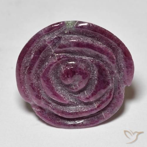 Rubino zoisite Rosa intagliata da 18,7 ct dalla Tanzania, dimensione 19,3x19,1 mm, purezza Opaque, pietra preziosa naturale non trattati, Rubino zoisite 1pc in colore Prugna Viola, durezza Mohs di 6,5 - 7 adatto per gioielli da indossare ogni giorno, Photo A
