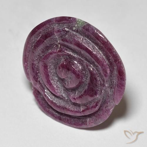 18.70 ct Purple Ruby-Zoisite Stone, Natural Ruby-Zoisite in Carved Rose Shape for Sale