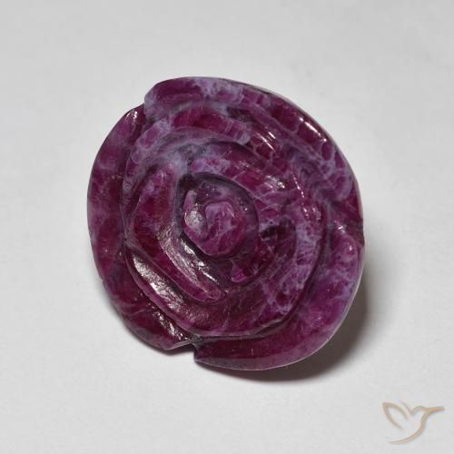 14.65 ct Purple Ruby-Zoisite Stone, Natural Ruby-Zoisite in Carved Rose Shape for Sale