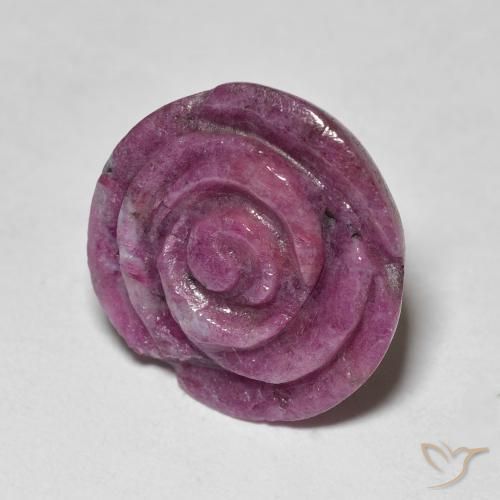 17.81 ct Purple Ruby-Zoisite Stone, Natural Ruby-Zoisite in Carved Rose Shape for Sale