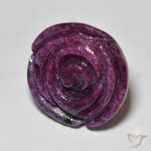 24.94 ct Purple Ruby-Zoisite Stone, Natural Ruby-Zoisite in Carved Rose Shape for Sale