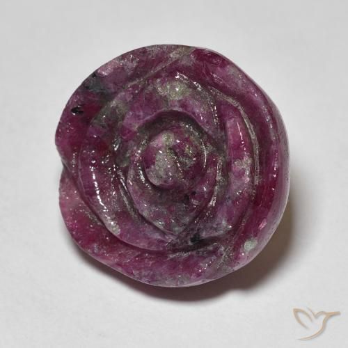 23.60 ct Purple Ruby-Zoisite Stone, Natural Ruby-Zoisite in Carved Rose Shape for Sale