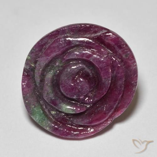 19.70ct Natural Multicolor Ruby-Zoisite, Flower Cut, Opaque