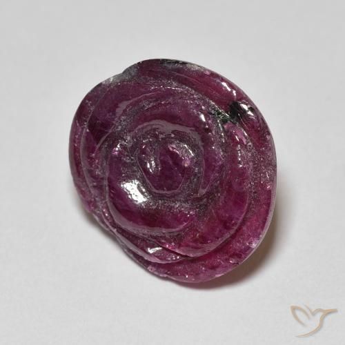 13.99 ct Purple Ruby-Zoisite Stone, Natural Ruby-Zoisite in Carved Rose Shape for Sale