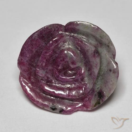 17.36ct Natural Multicolor Ruby-Zoisite, Flower Cut, Opaque