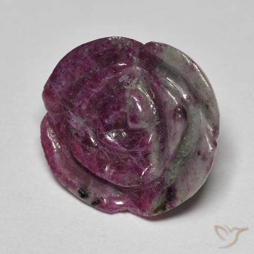 17.36 ct Multicolor Ruby-Zoisite Stone, Natural Ruby-Zoisite in Carved Rose Shape for Sale