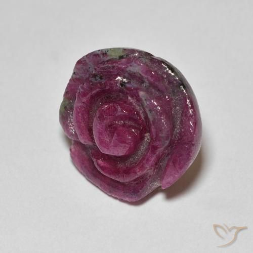 14.14 ct Multicolor Ruby-Zoisite Stone, Natural Ruby-Zoisite in Carved Rose Shape for Sale