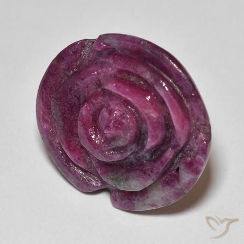 20.50 ct Purple Ruby-Zoisite Stone, Natural Ruby-Zoisite in Carved Rose Shape for Sale