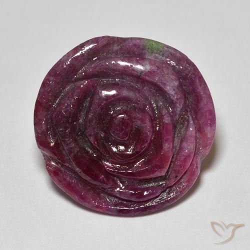 16.99ct Natural Dark Purple Ruby-Zoisite, Flower Cut, Opaque