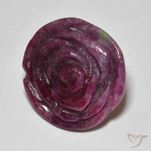 16.99 ct Purple Ruby-Zoisite Stone, Natural Ruby-Zoisite in Carved Rose Shape for Sale