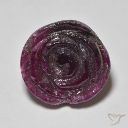 15.45 ct Purple Ruby-Zoisite Gemstone, Ruby-Zoisite Gem in Carved Rose Shape for Sale.