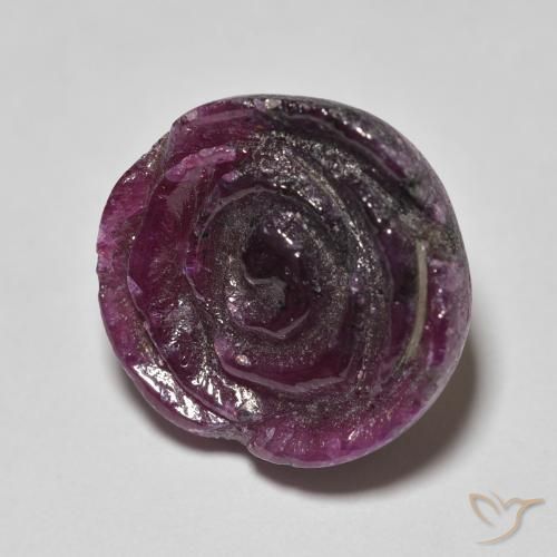 15.45 ct Purple Ruby-Zoisite Stone, Natural Ruby-Zoisite in Carved Rose Shape for Sale