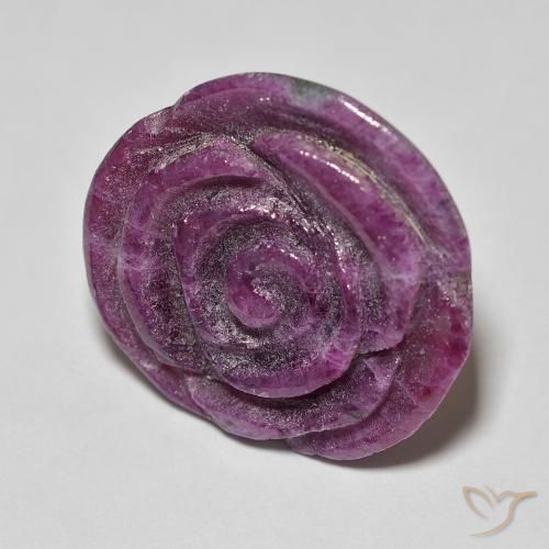 14.07 ct Purple Ruby-Zoisite Stone, Natural Ruby-Zoisite in Carved Rose Shape for Sale
