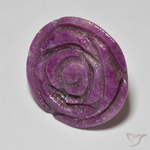 14.36 ct Purple Ruby-Zoisite Stone, Natural Ruby-Zoisite in Carved Rose Shape for Sale