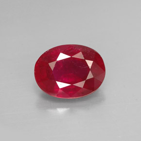 1.82 ct Red Ruby Gemstone, Ruby Gem in Oval Facet Shape for Sale.