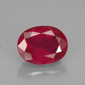1.93 ct Red Ruby Gemstone, Ruby Gem in Oval Facet Shape for Sale.