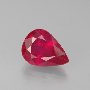 1.66 ct Red Ruby Gemstone, Ruby Gem in Pear Facet Shape for Sale.