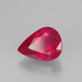 1.66 ct Red Ruby Stone, Natural Ruby in Pear Facet Shape for Sale