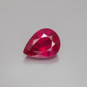1.53 ct Red Ruby Gemstone, Ruby Gem in Pear Facet Shape for Sale.