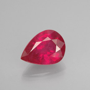 1.47 ct Red Ruby Gemstone, Ruby Gem in Pear Facet Shape for Sale.