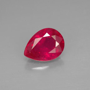 1.58 ct Red Ruby Gemstone, Ruby Gem in Pear Facet Shape for Sale.