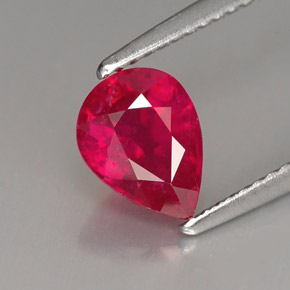 1.61 ct Red Ruby Stone, Natural Ruby in Pear Facet Shape for Sale