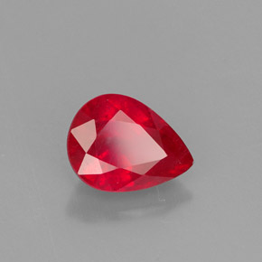 1.64 ct Red Ruby Stone, Natural Ruby in Pear Facet Shape for Sale