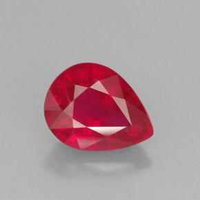 1.62 ct Red Ruby Gemstone, Ruby Gem in Pear Facet Shape for Sale.