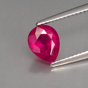 1.61 ct Red Ruby Stone, Natural Ruby in Pear Facet Shape for Sale