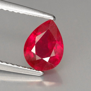 1.51 ct Red Ruby Stone, Natural Ruby in Pear Facet Shape for Sale