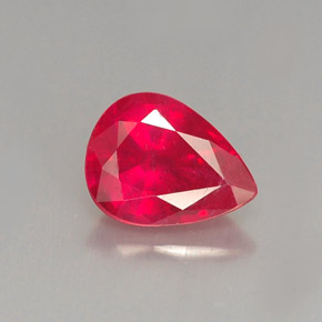 1.37 ct Red Ruby Gemstone, Ruby Gem in Pear Facet Shape for Sale.