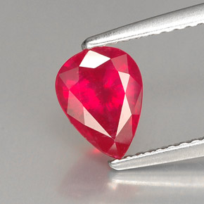 1.37 ct Red Ruby Stone, Natural Ruby in Pear Facet Shape for Sale