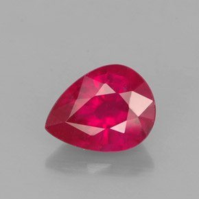 1.59 ct Red Ruby Gemstone, Ruby Gem in Pear Facet Shape for Sale.