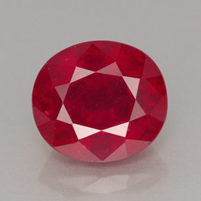 3.68 ct Red Ruby Gemstone, Ruby Gem in Oval Facet Shape for Sale.