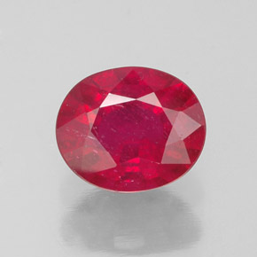 1.86 ct Red Ruby Gemstone, Ruby Gem in Oval Facet Shape for Sale.