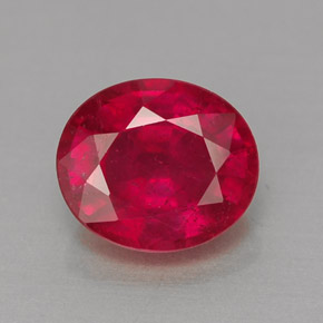 1.60 ct Red Ruby Gemstone, Ruby Gem in Oval Facet Shape for Sale.