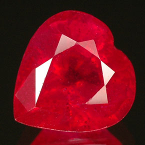 1.69 ct Red Ruby Gemstone, Ruby Gem in Heart Facet Shape for Sale.