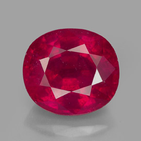 3.30 ct Red Ruby Gemstone, Ruby Gem in Oval Facet Shape for Sale.